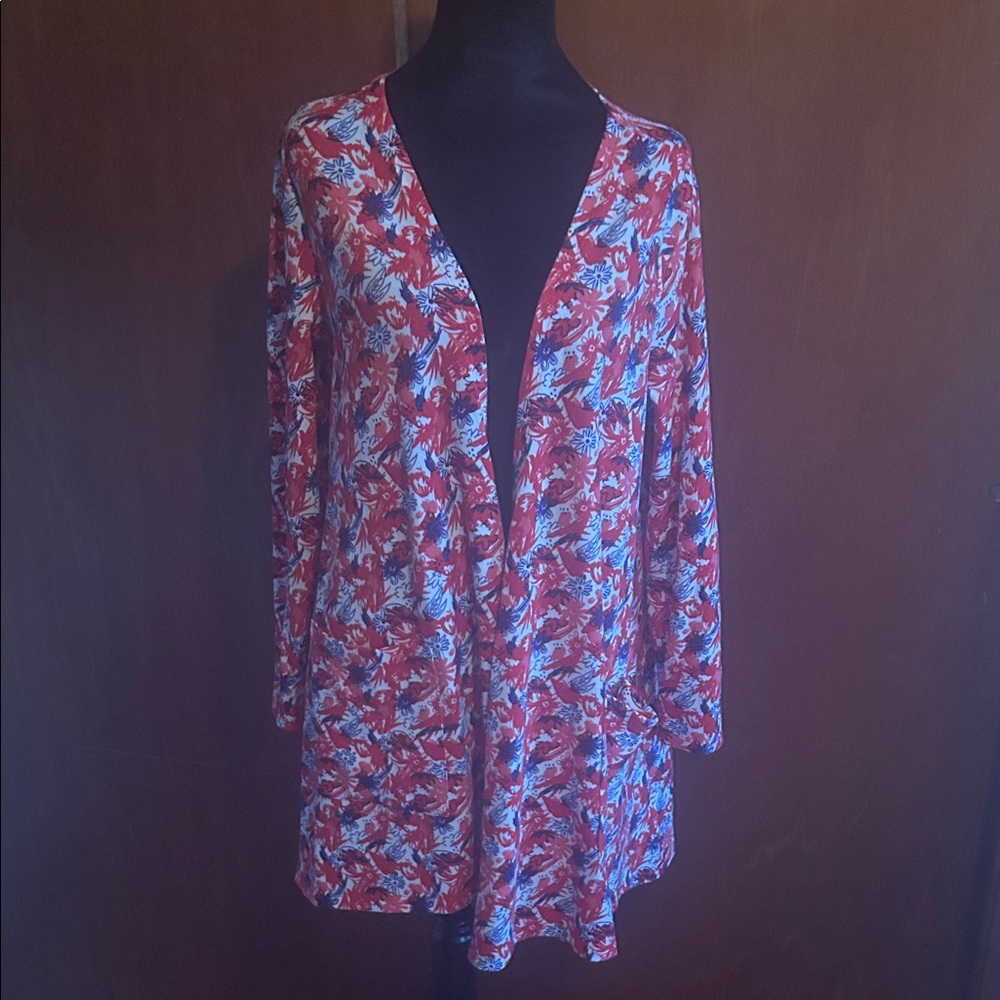 LuLaRoe Red and White Floral Top